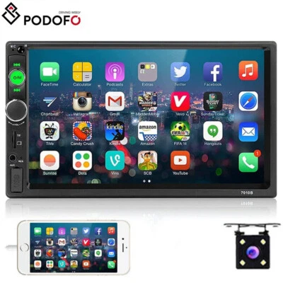 PODOFO Doppel 2 DIN 7" Autoradio Bluetooth Stereo Touchscreen USB TF AUX-in mit Kamera