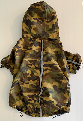 Reflecta-Sport Adjustable Reflective Pet Dog Coat Jacket Rainbreaker w/ Rem Hood