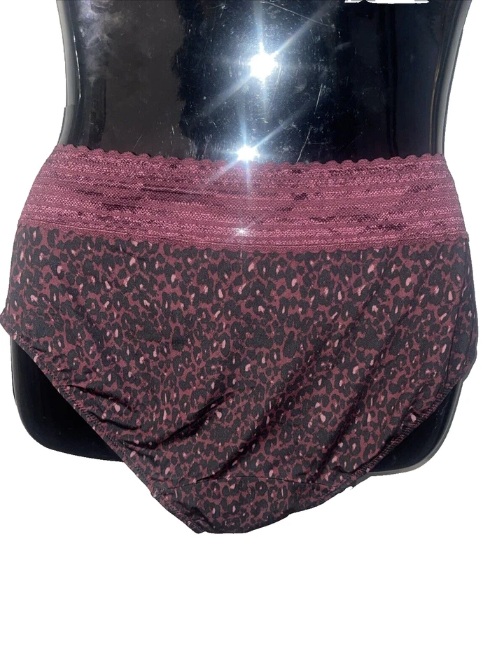 Warner's Borgoña Negro Sissy Bikini Panty Encaje Cintura Talla Grande 9/2X Nuevo con Etiquetas Foto 3 de 3