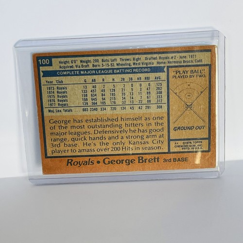 Tarjeta vintage Topps #100 1978 de George Brett Royals - Imagen 2 de 2