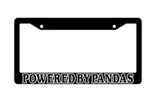 Black License Plate Frame POWERED BY PANDAS (HOLLOW) Auto Accessory