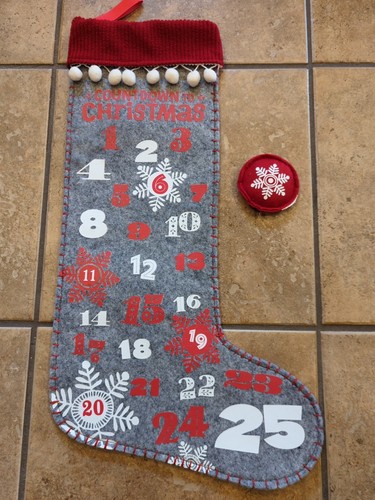 Hallmark Countdown to Christmas Stocking Advent Calendar Felt Gray Red White  - Picture 2 of 7