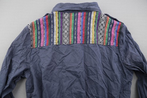 Women's Forever 21 Button Front Drawstring Waist Jacket Blue Embroidered Size L - Picture 7 of 7