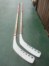 VINTAGE Lot of 2 Wooden 58"  Long Hockey Stick  Sticks MYLEC PRO CARBON AIRFLOW