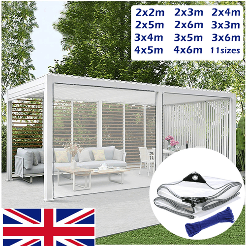 Clear Tarpaulin Waterproof Heavy Duty Transparent Tarp Sheet Camping Outdoor - Picture 2 of 23