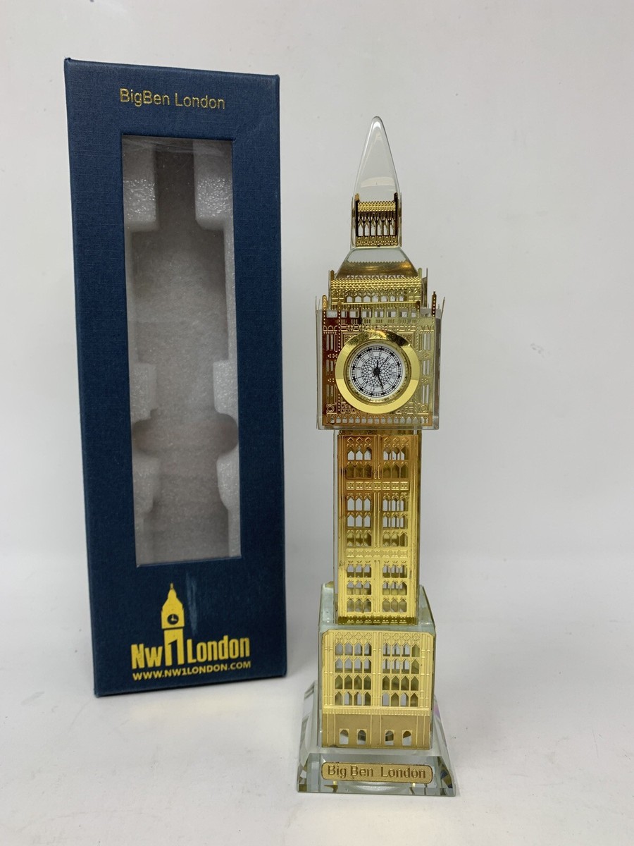 London Big Ben Clock Statue Gold Colour & Crystal Glass [B.B1-2