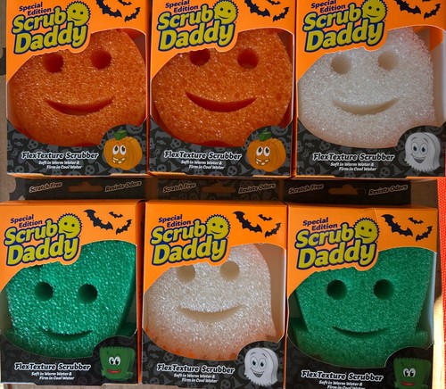 (6) Scrub Daddy Dual-Side Scratch Free Sponge Halloween Limited Edition Pumpkin