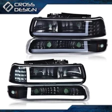 Fits For 99-02 Chevy Silverado 00-06 Tahoe Smoke Led DRL Headlights Bumper Lamps