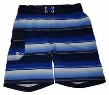 Wonder Nation Boys Swim Trunks X-Small 4-5 Blue Cove Stripe UPF 50  NEW