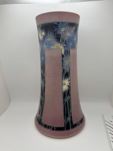 Rookwood Pottery Flower Vase Signed E. T. Hurley 1918 Tall Repaired