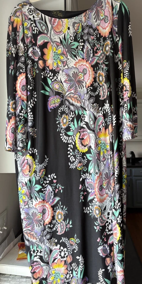 Vestido Bob Mackie Usable Arte Paisley Floral Midi Para Mujer Talla L Colorido Artístico Foto 3 de 4