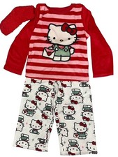Hello Kitty 3T Toddler 3 Piece Pajama Sock Set Red Flannel Cartoon PJ Sleepwear