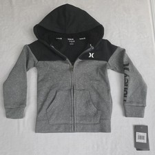 Hurley Boys Solar Colorblock Full-Zip Hoodie Size 5 Black Gray NWT