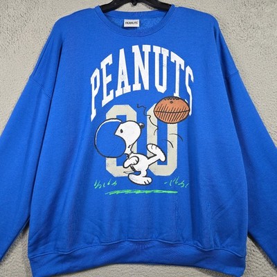 Snoopy Football Sweatshirt Mens 2XL Blue Outdoor NFL Peanuts Pullover NCAA NWT
