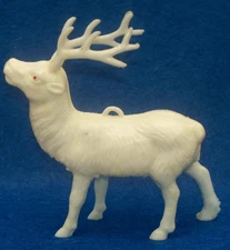 Vintage 1950s Hard Plastic White Reindeer  Christmas Ornament Decoration