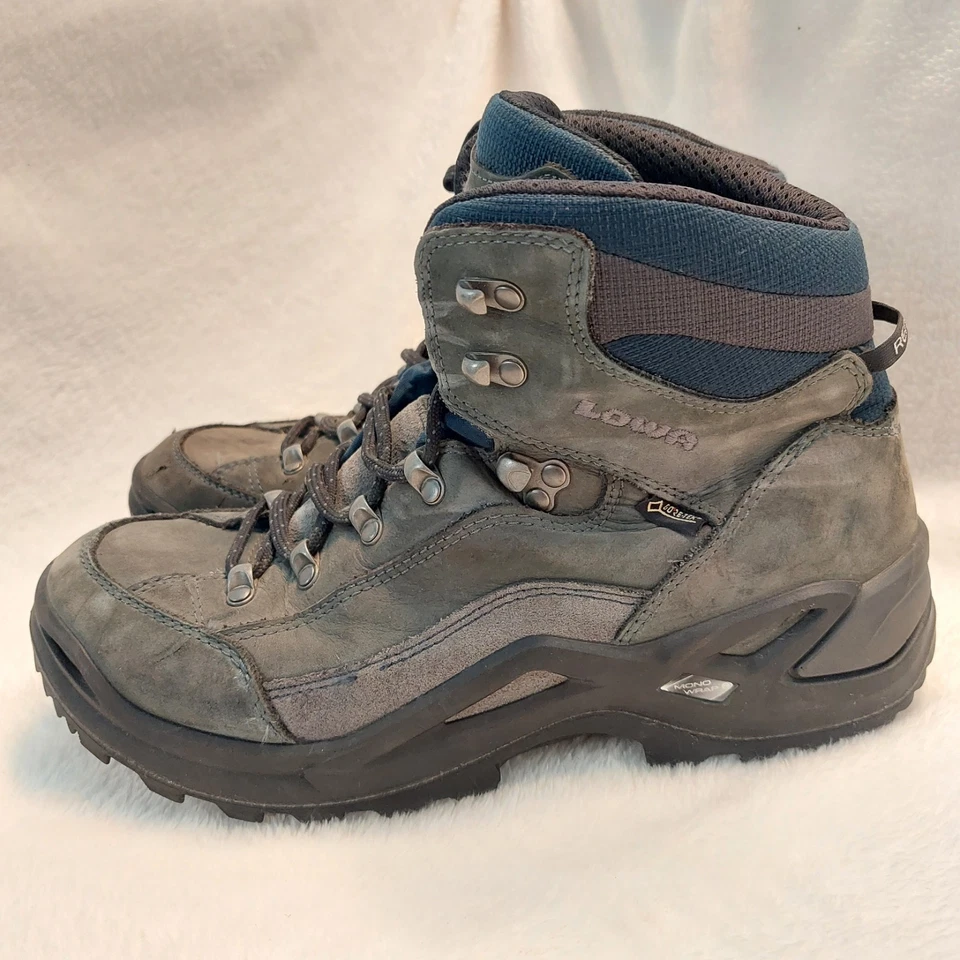 Botas de Senderismo Lowa Renegade GTX Hombres 9 Gris Cuero Gore Tex Mid Senderismo Trail Foto 2 de 4