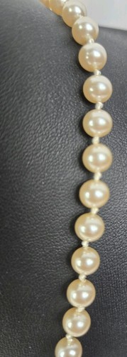 Vtg Faux Knotted Pearl Necklace Fish Hook Clasp Japan 18" Red Oriental Pouch - Picture 7 of 20