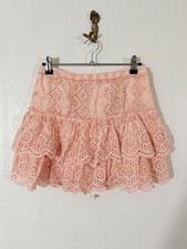 LoveShackFancy Pink Lace Mini Skirt  Size Small