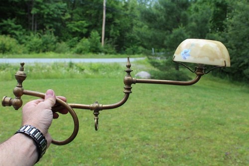 Antique Ornate Brass Victorian Gas Light Wall Sconce Adjustable Swivel Shade - Picture 13 of 13