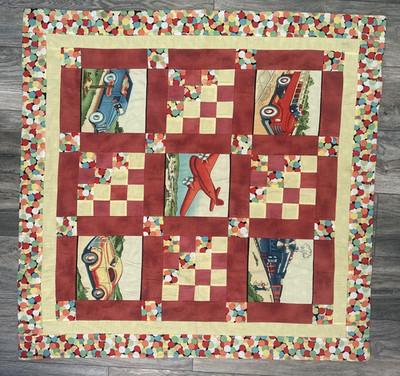 Handmade Kids Patchwork Work 42 x 42 Planes, Trains & automobiles