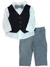 Infant  Toddler Boys Dress Up Black Vest Star Shirt Pants  Bow Tie Outfit 0/3M