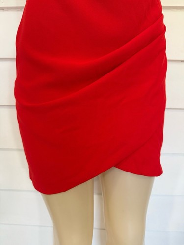 New Zara Woman Red Sleeveless Mini Dress Draped Neckline Button Size S Y1102 - Picture 16 of 24