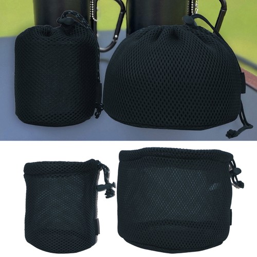 Multipurpose Drawstring Bag Outdoor Camping Pots Storage Bag Black Nylon Mesh - Picture 2 of 11