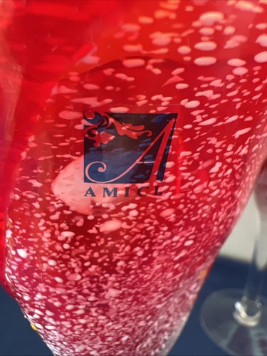 Amici Italy Calici Vino Soffiati a Mano Con Vetro Riciclato Ecologici 9” Spessore Pesante - Foto 2 di 12