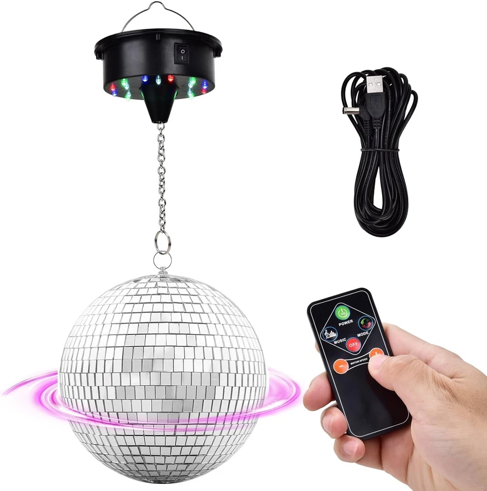 Rotating 6" Disco Ball with Motor & Remote - Image 3 of 4