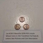 Lot #238 3 Beautiful Lincoln Wheats 1930-P 1930-D 1930-S VG- Fine See Pictures