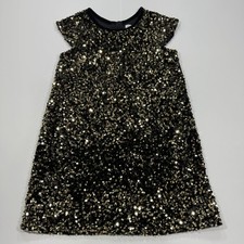 Cupcake Cashmere Dress Girls 8 Black Polyester Shift Sequin Cap-Sleeve Lined