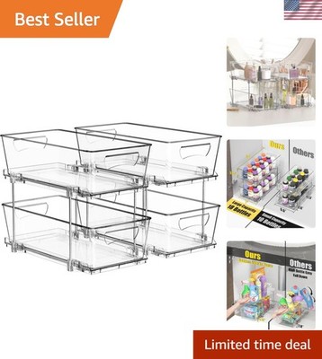 Efficient 4-Compartment 2-Pack Clear Organizer - Easy Assembly & Practical Use