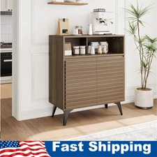 Fluted Storage Cabinet ,Sideboard Buffet Cabinet with Storage Adjustable Shelves