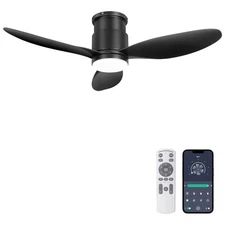 42'' Flush Mount Ceiling Fans with Lights, Remote/App Control, Dimmable, Quie...