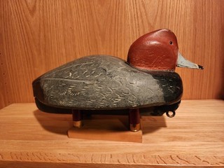 Very Cool Old Feather Stamped Tucked Head Michigan Drake Redhead Wood Duck Decoy