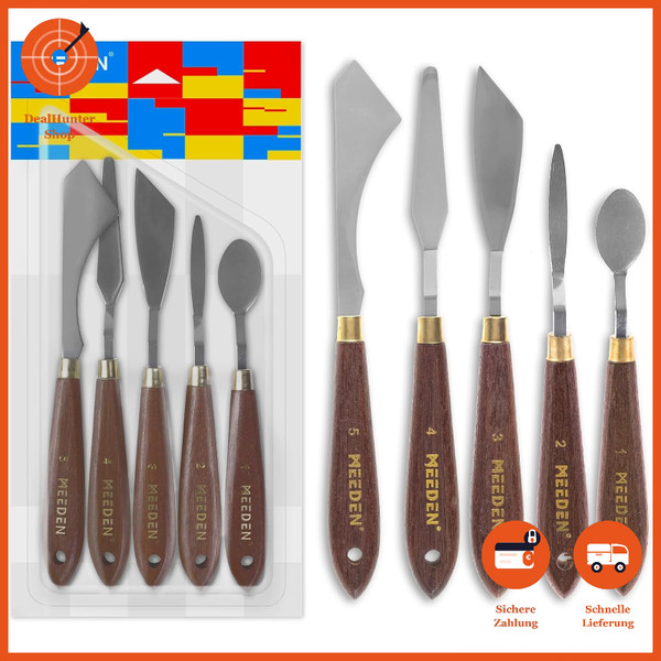 Malmesser Set 5-Teilig Edelstahl Spachtel Mischschaber FüR ÖL Acryl Farbe-image