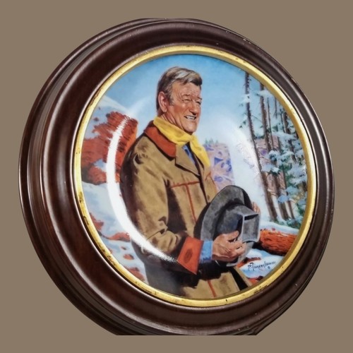 John Wayne 8" Teller mit 11" Holzrahmen Franklin Mint Limited Edition Pine Ridge - Bild 6 von 13