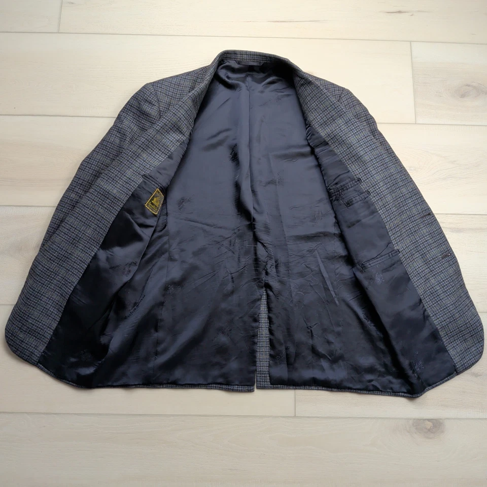 Oxxford Clothes Carroll & Co Blazer Mens 42R Wool Camel Silk Windowpane Coat - Image 4 of 4