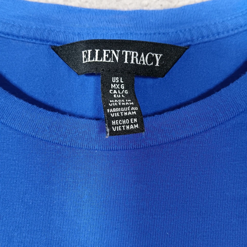 Camiseta Ellen Tracy Top Suave Alta Baja Talla Grande Azul Manga Corta Escote Redondo Foto 2 de 4