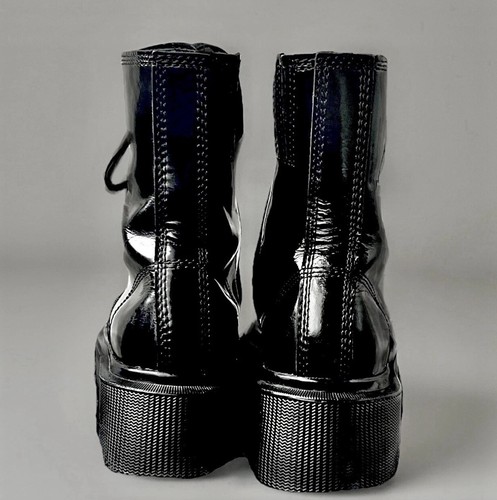 Jeffrey Campbell Sopas Black Leather Lugged Platform Zip/Lace Up Womens Boot 6.5 - 第 10/13 張圖片