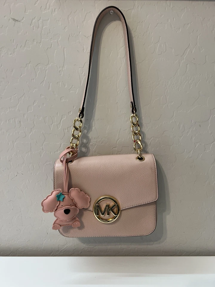 Michael Kors Blush Pink Leather Gold Chain Flap Shoulder bag Purse - Image 2 of 4