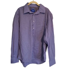 Egara Blue Plaid Men's Button Up Down Front Business Casual Long Sleeve Shirt