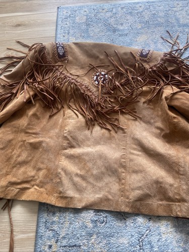 Echo Mountain Western Style Cowboy jacket w/Fringe/Suede/Beaded Tan Brown (Sz40) - Picture 9 of 11