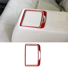 Red Carbon Fiber Interior Rear Center Cupholder Cover Trim For Hyundai Azera