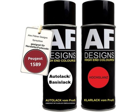 Spraydose für Peugeot 1589 Rouge Syracuse Metallic Basislack Klarlack Sprühdose 
