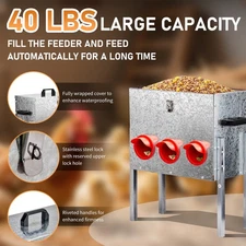 LEADZM Automatic Chicken Feeder Rodent Proof, 6 Ports Large Capacity Metal Poult