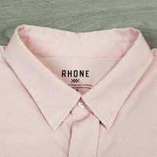 Rhone Button Down Shirt Mens Size Large Red White Micro Dot Performance Stretch