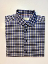 Eton Contemporary Men s Long Sleeve Shirt 16.5 42 Blue Check Button Down