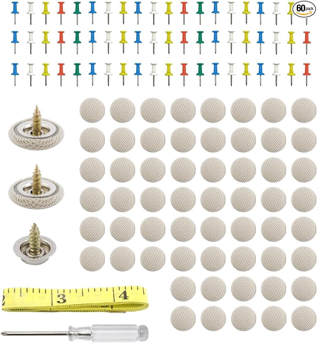 60PCS Universal Car Roof Headliner Repair Kit with Snap Rivets, Retainer Buttons
