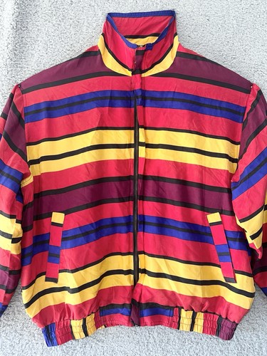 VTG 90s FUDA International Silk Bomber Oversized Jacket Multicolor Sz XL - Picture 3 of 18